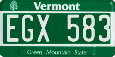 VT license plate EGX583
