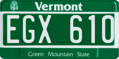 VT license plate EGX610