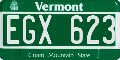 VT license plate EGX623