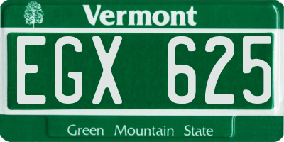 VT license plate EGX625