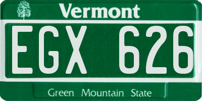 VT license plate EGX626
