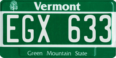 VT license plate EGX633