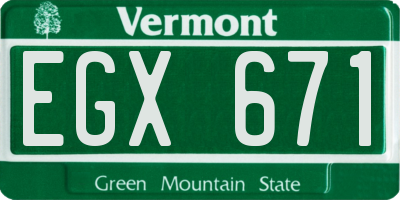VT license plate EGX671