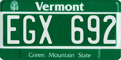 VT license plate EGX692
