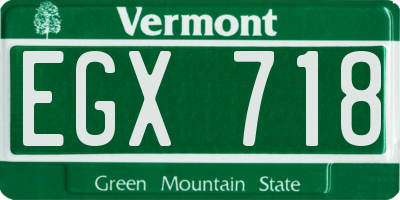 VT license plate EGX718