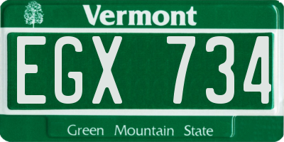 VT license plate EGX734
