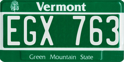 VT license plate EGX763