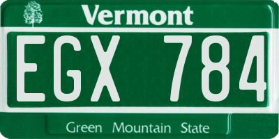 VT license plate EGX784