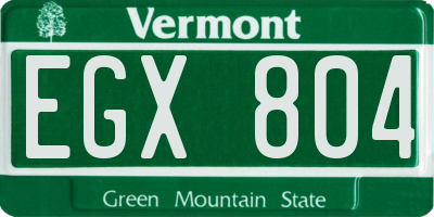 VT license plate EGX804