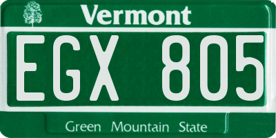 VT license plate EGX805