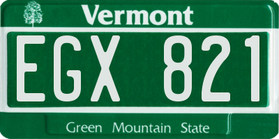 VT license plate EGX821