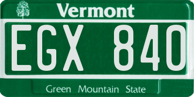 VT license plate EGX840