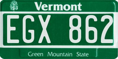 VT license plate EGX862
