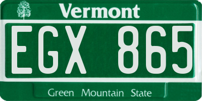 VT license plate EGX865