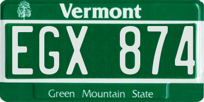 VT license plate EGX874