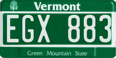 VT license plate EGX883