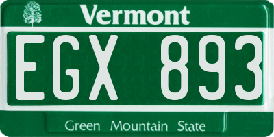 VT license plate EGX893
