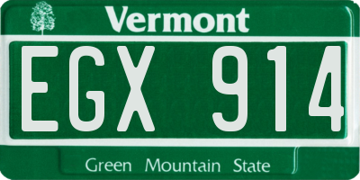 VT license plate EGX914