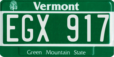 VT license plate EGX917