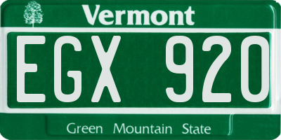 VT license plate EGX920