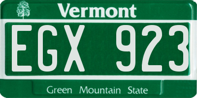 VT license plate EGX923