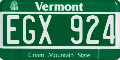VT license plate EGX924