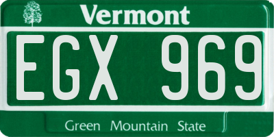 VT license plate EGX969