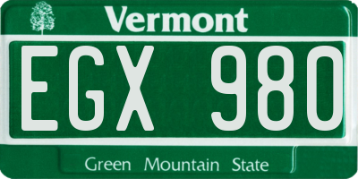 VT license plate EGX980