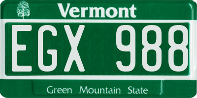 VT license plate EGX988