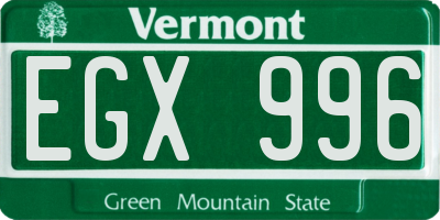 VT license plate EGX996