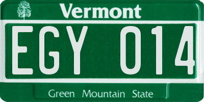 VT license plate EGY014