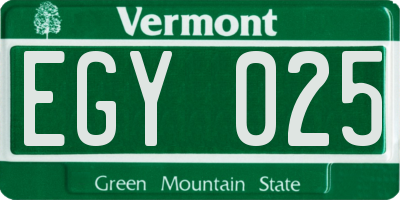 VT license plate EGY025