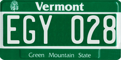 VT license plate EGY028