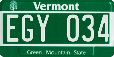 VT license plate EGY034