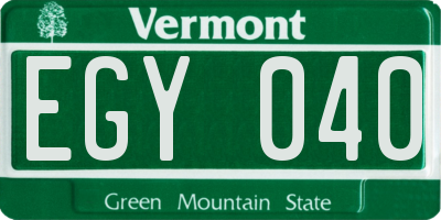 VT license plate EGY040
