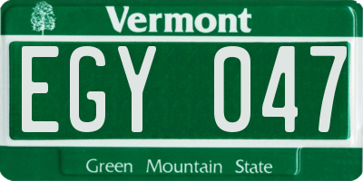 VT license plate EGY047