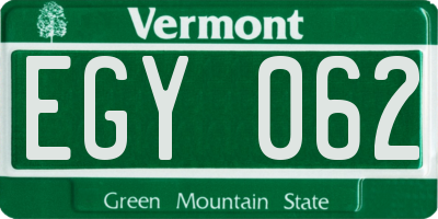 VT license plate EGY062