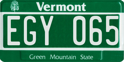 VT license plate EGY065