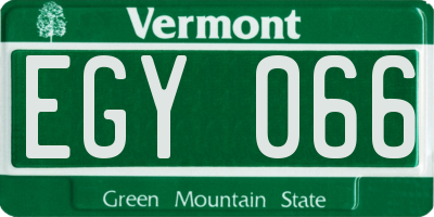 VT license plate EGY066
