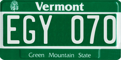 VT license plate EGY070
