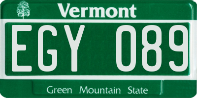 VT license plate EGY089