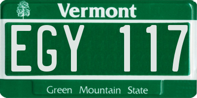 VT license plate EGY117