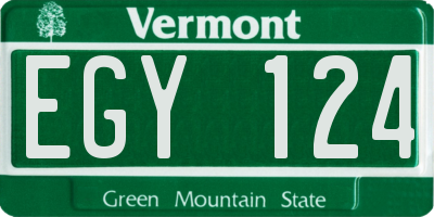 VT license plate EGY124