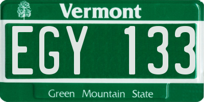 VT license plate EGY133