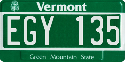 VT license plate EGY135