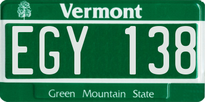 VT license plate EGY138