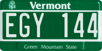 VT license plate EGY144