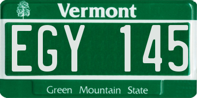 VT license plate EGY145