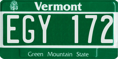 VT license plate EGY172