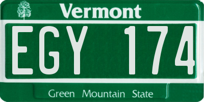VT license plate EGY174